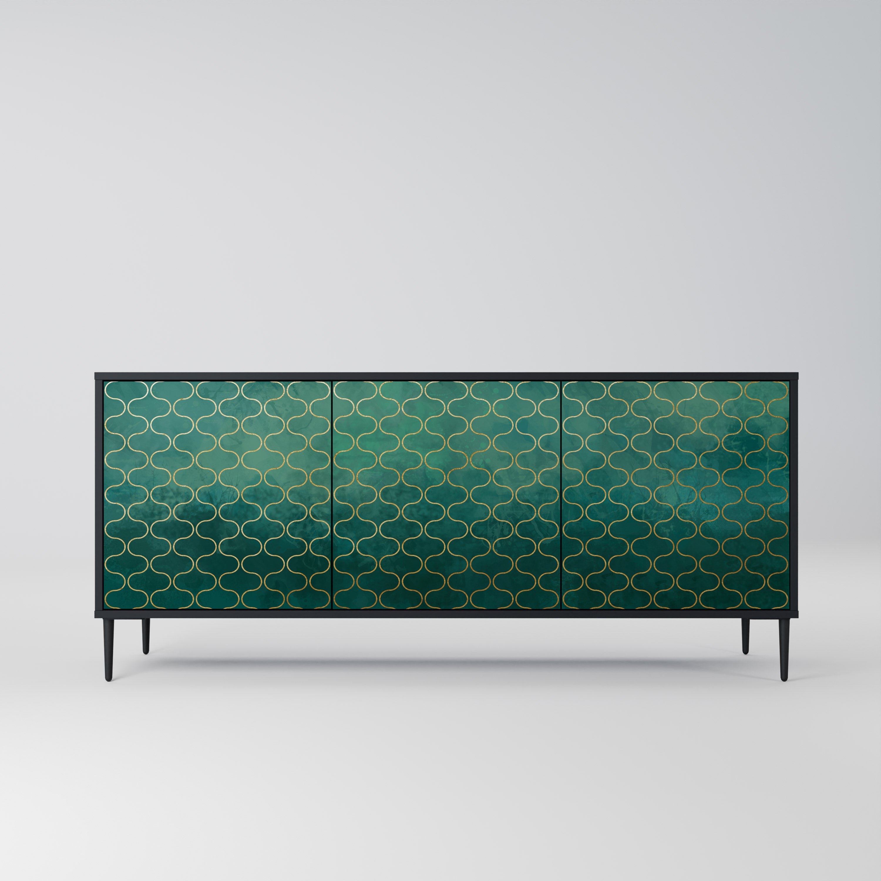 TESSELATED GREENRY 3-dörrars skänk i svart finish