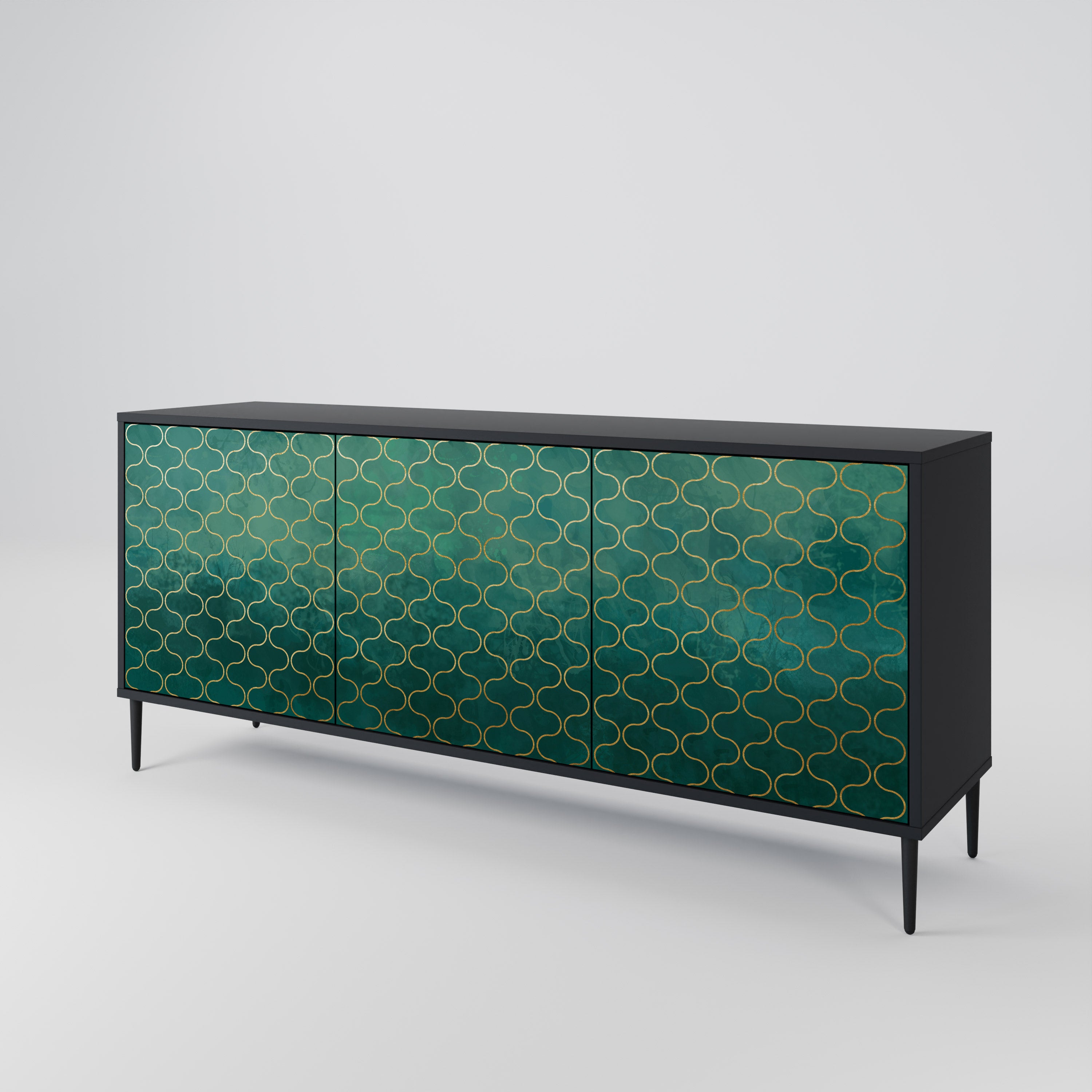 TESSELATED GREENRY 3-dörrars skänk i svart finish