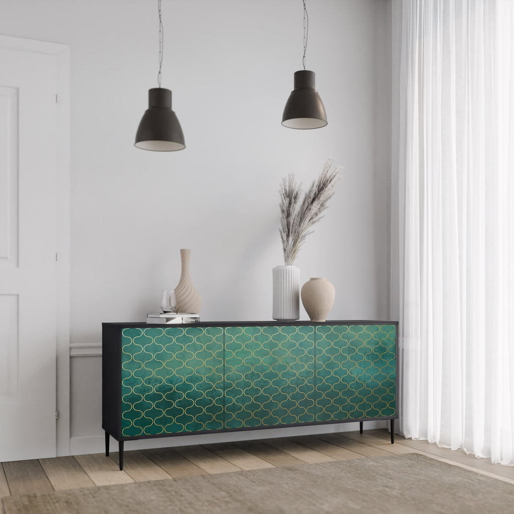 TESSELATED GREENRY 3-dörrars skänk i svart finish