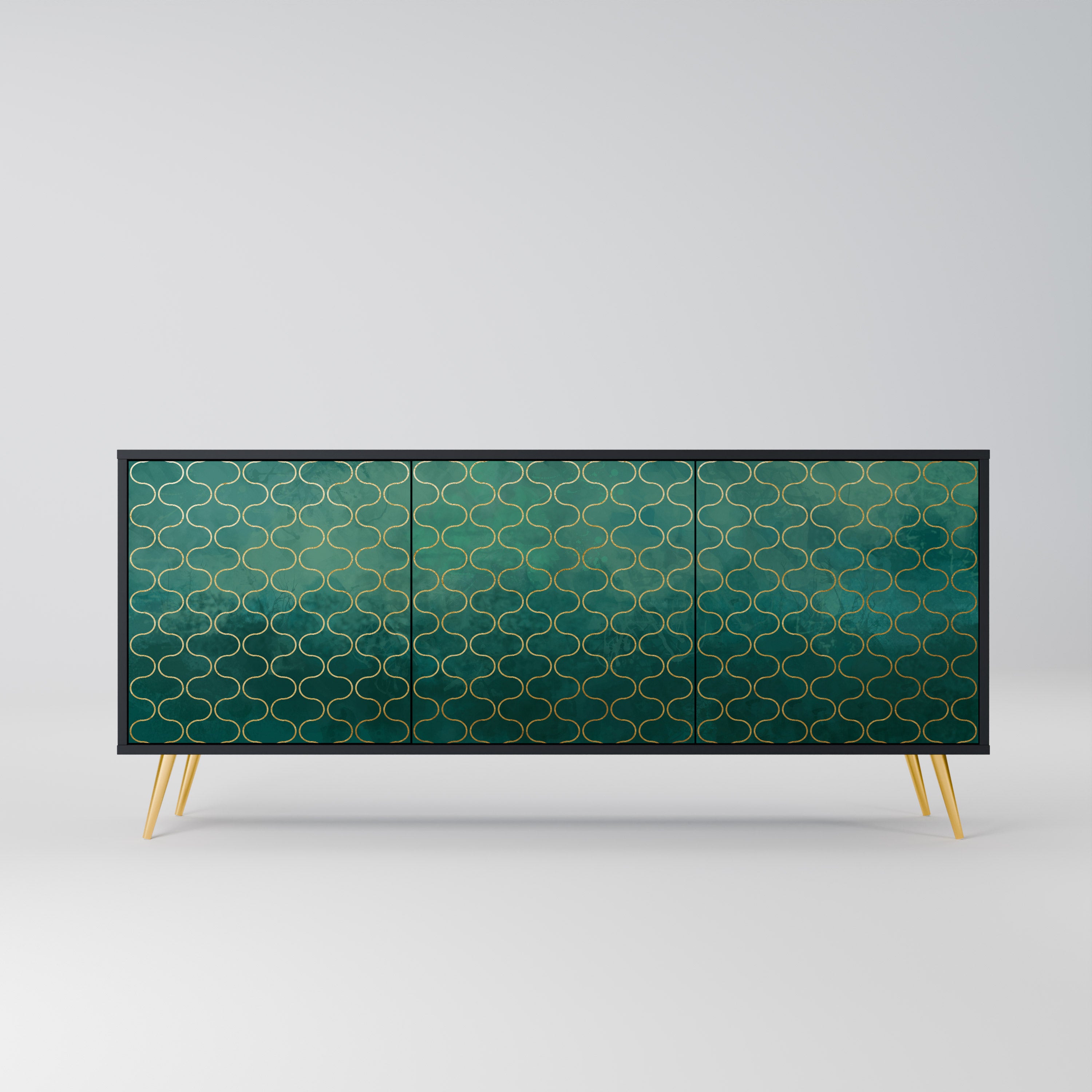 TESSELATED GREENRY 3-dörrars skänk i svart finish