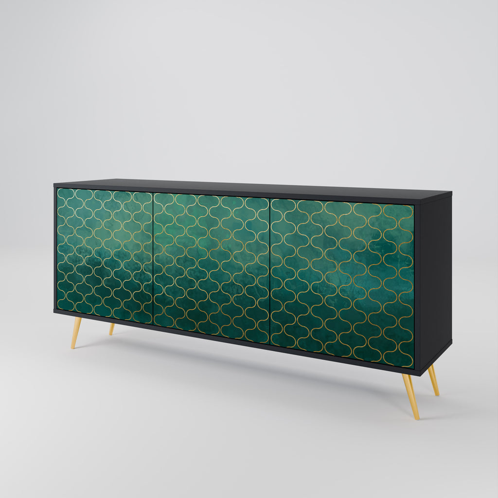 TESSELATED GREENRY 3-dörrars skänk i svart finish