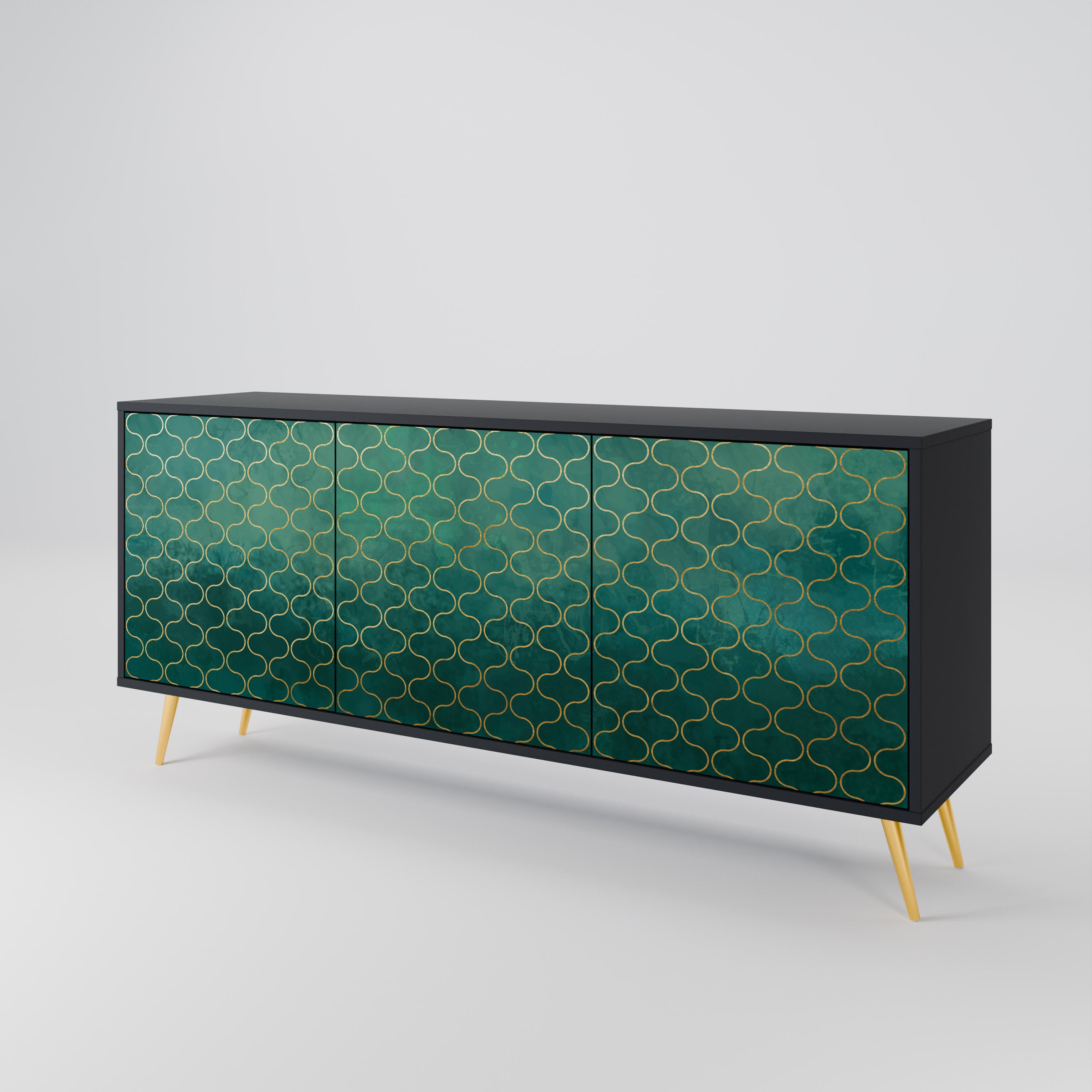 TESSELATED GREENRY 3-dörrars skänk i svart finish