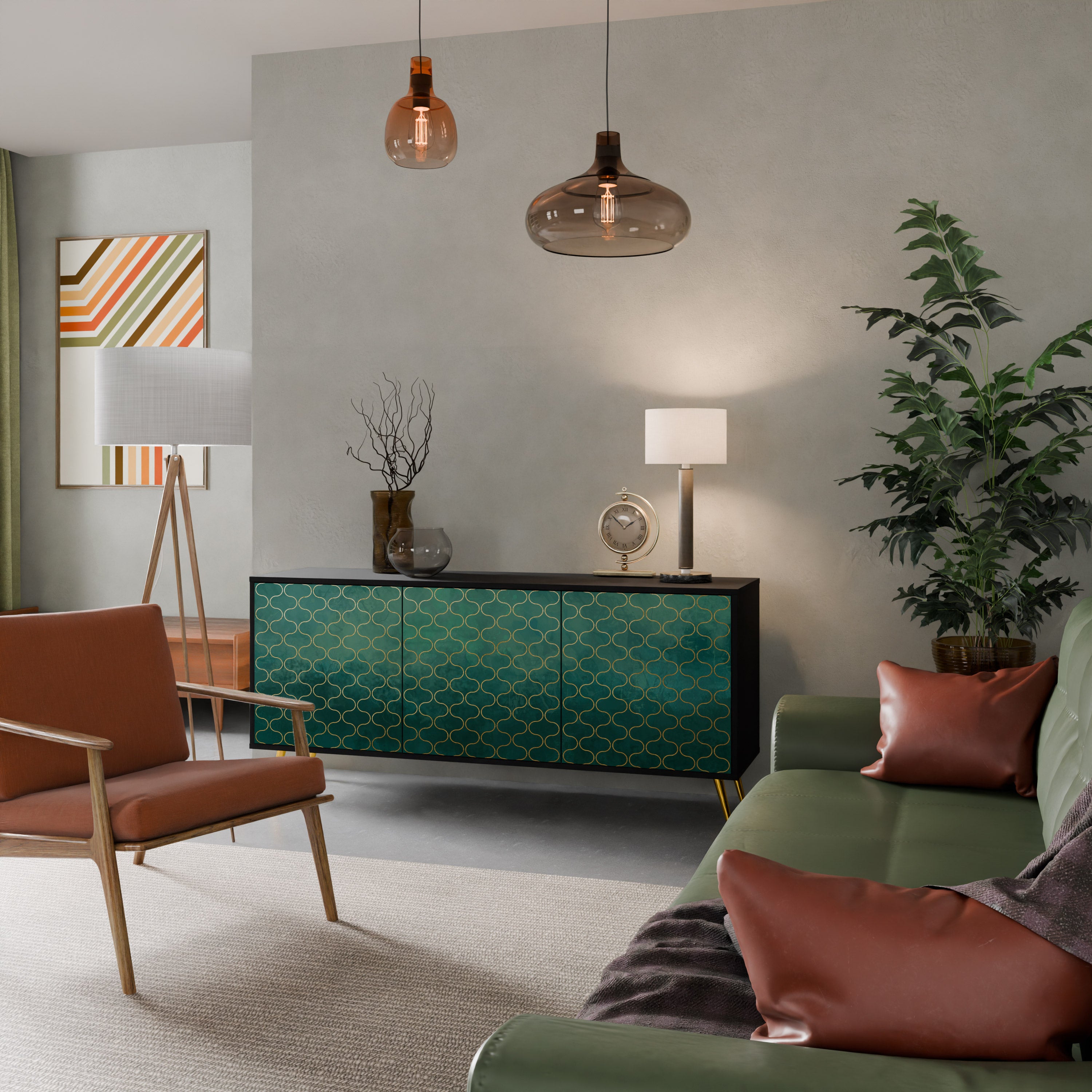 TESSELATED GREENRY 3-dörrars skänk i svart finish
