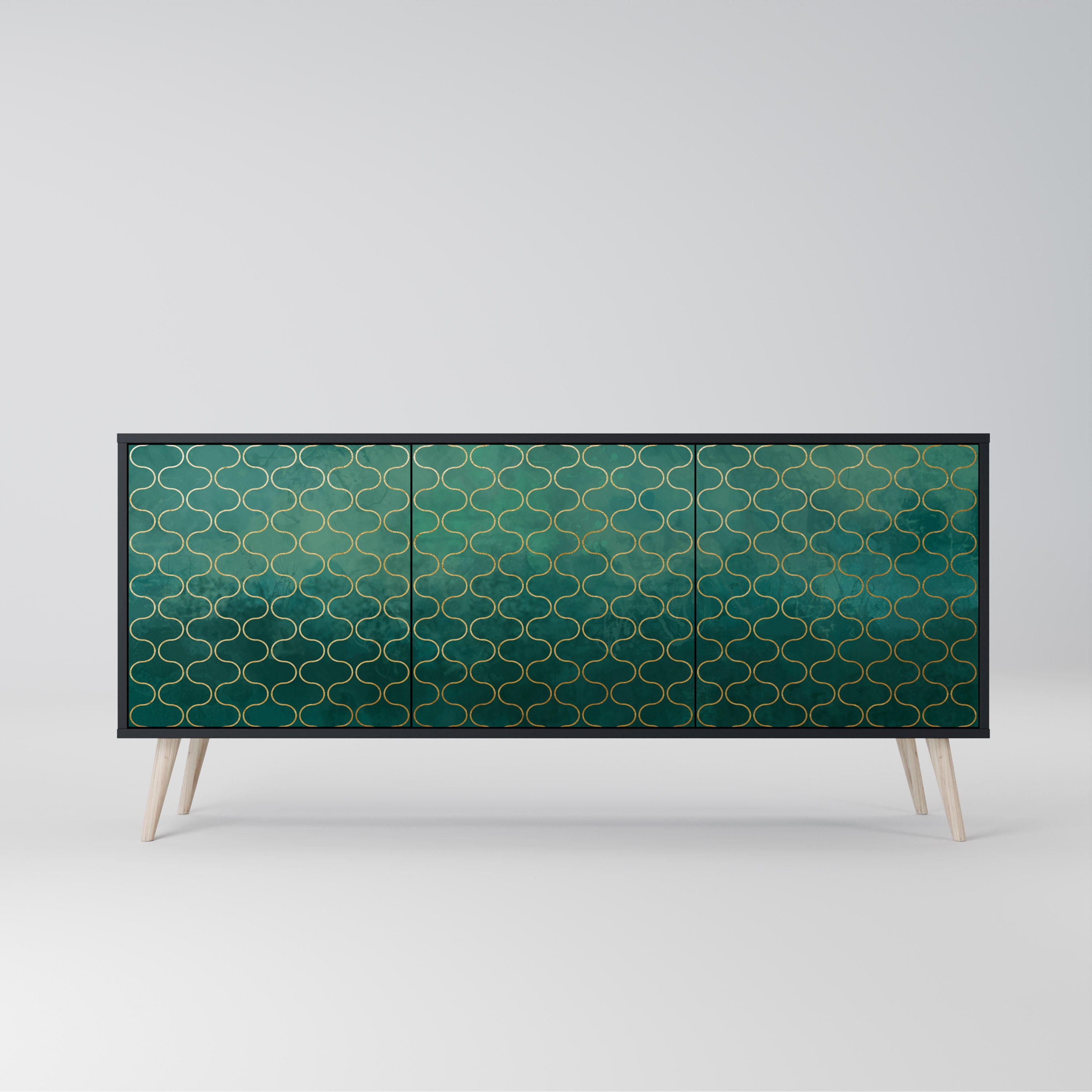 TESSELATED GREENRY 3-dörrars skänk i svart finish