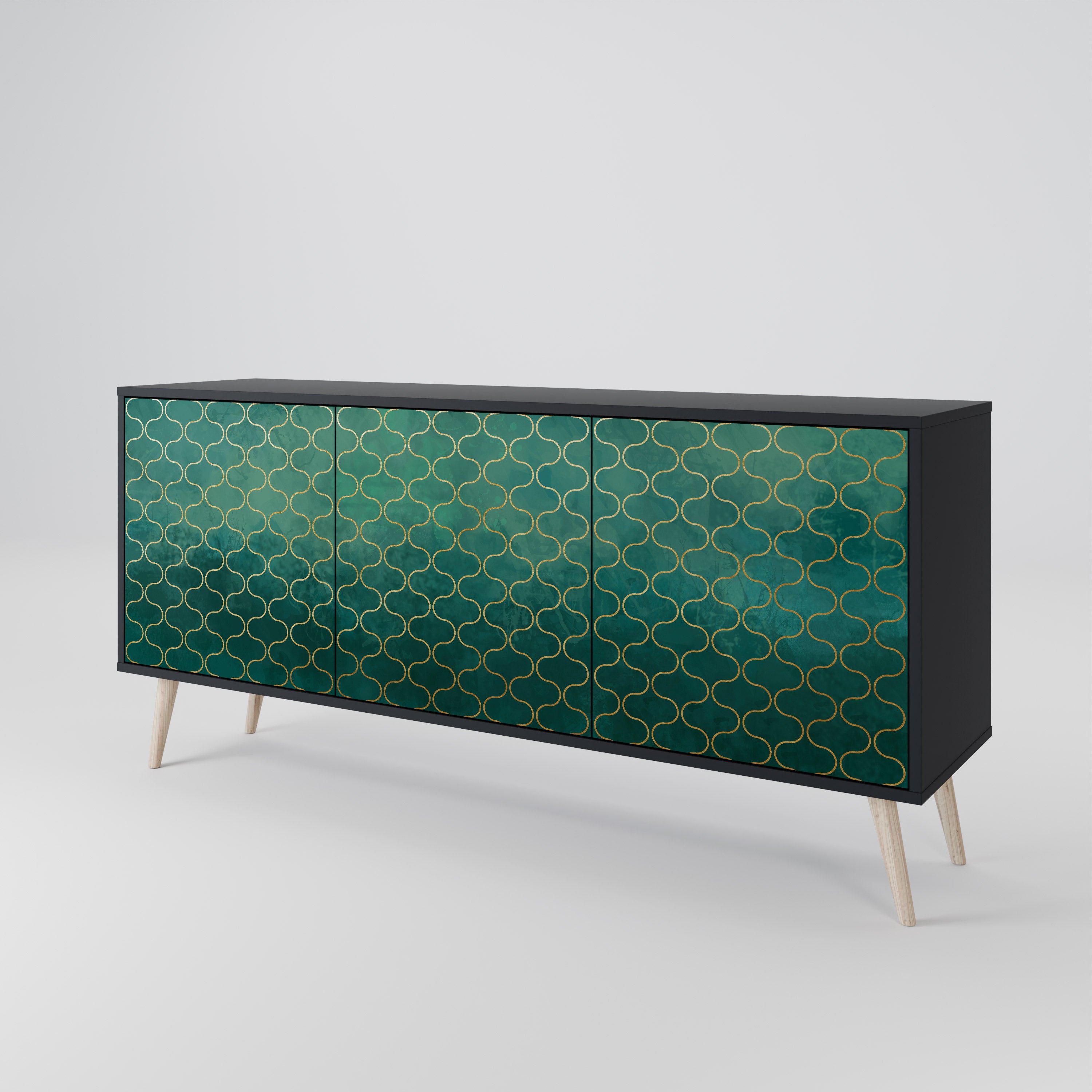 TESSELATED GREENRY 3-dörrars skänk i svart finish