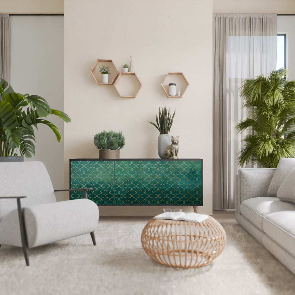 TESSELATED GREENRY 3-dörrars skänk i svart finish
