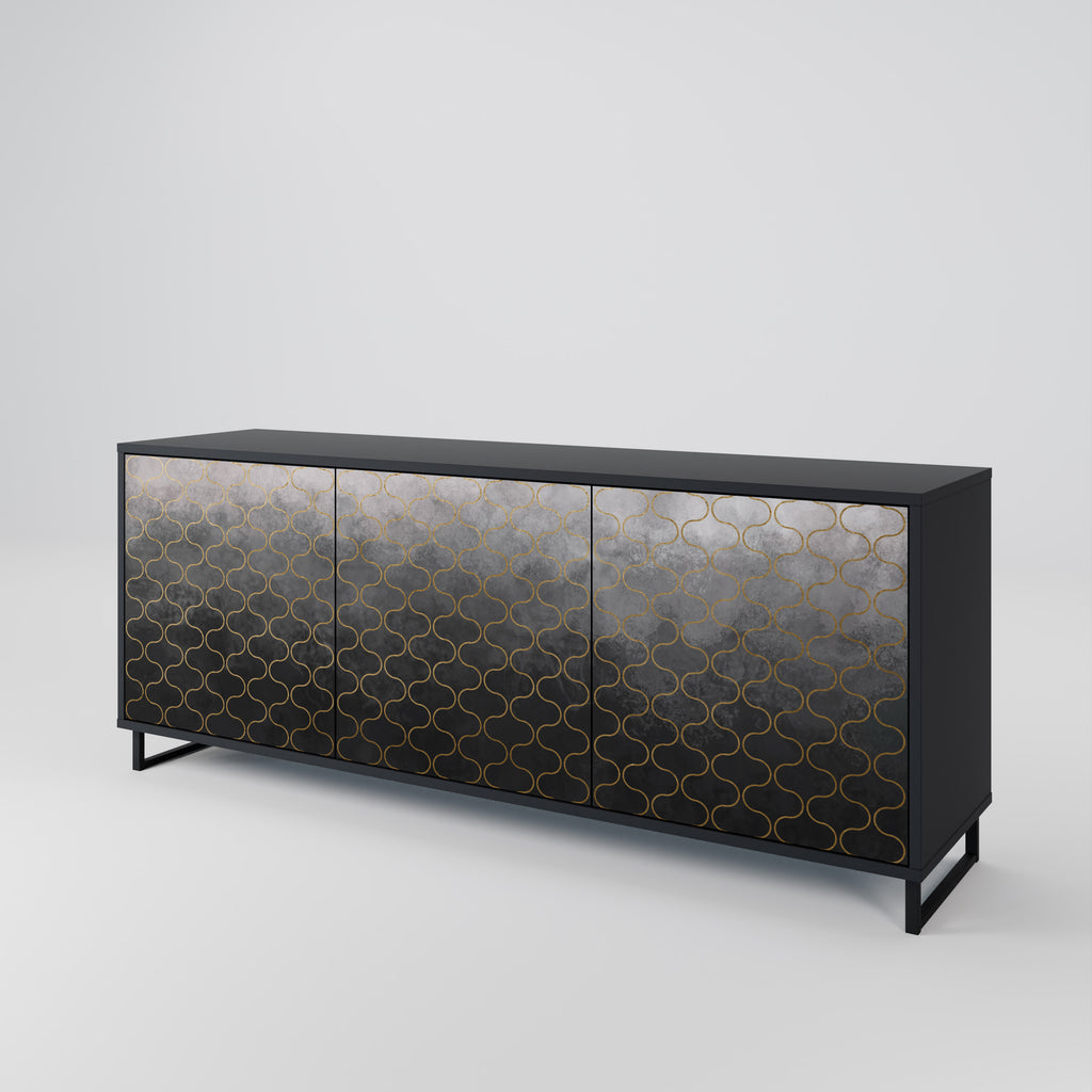 TESSELATED GRÅLIG 3-dörrars skänk i svart finish