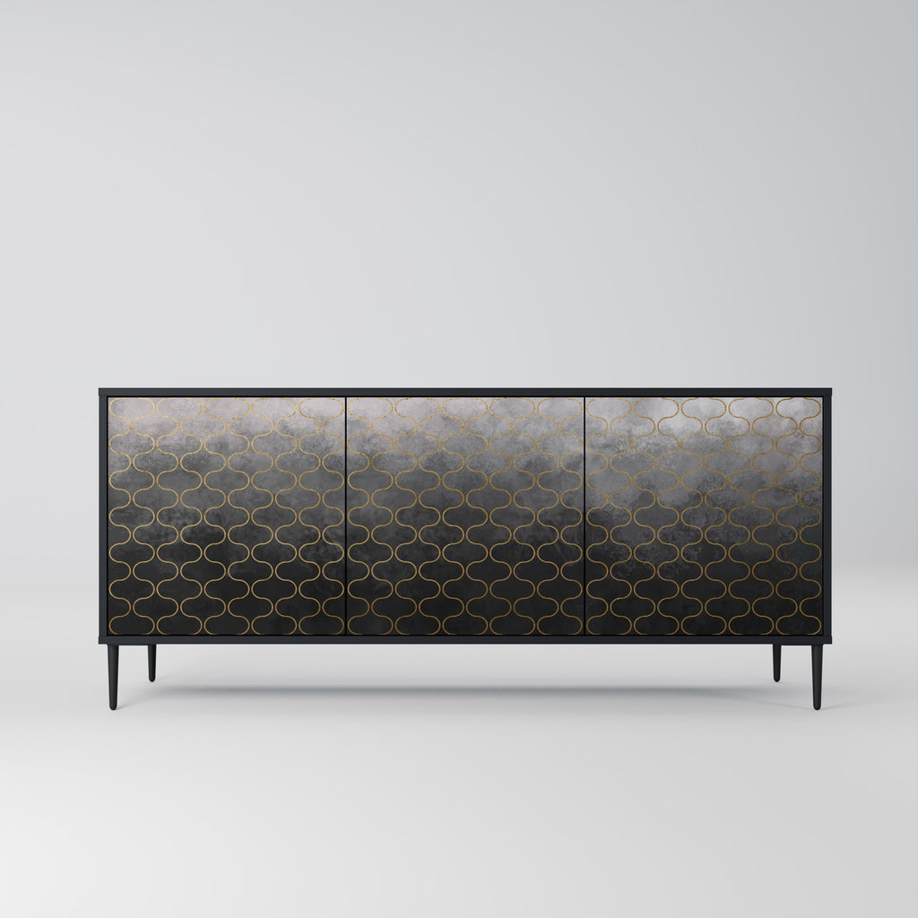TESSELATED GRÅLIG 3-dörrars skänk i svart finish