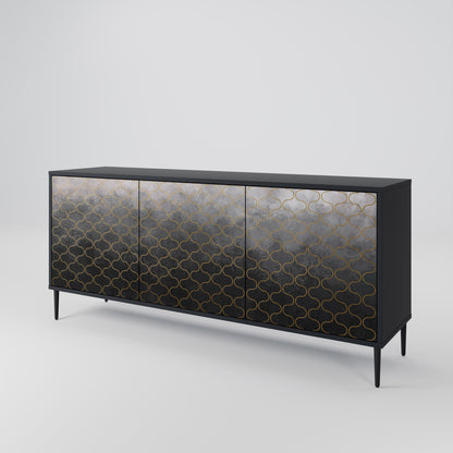 TESSELATED GRAYISH 3-Door Sideboard in Black Finish