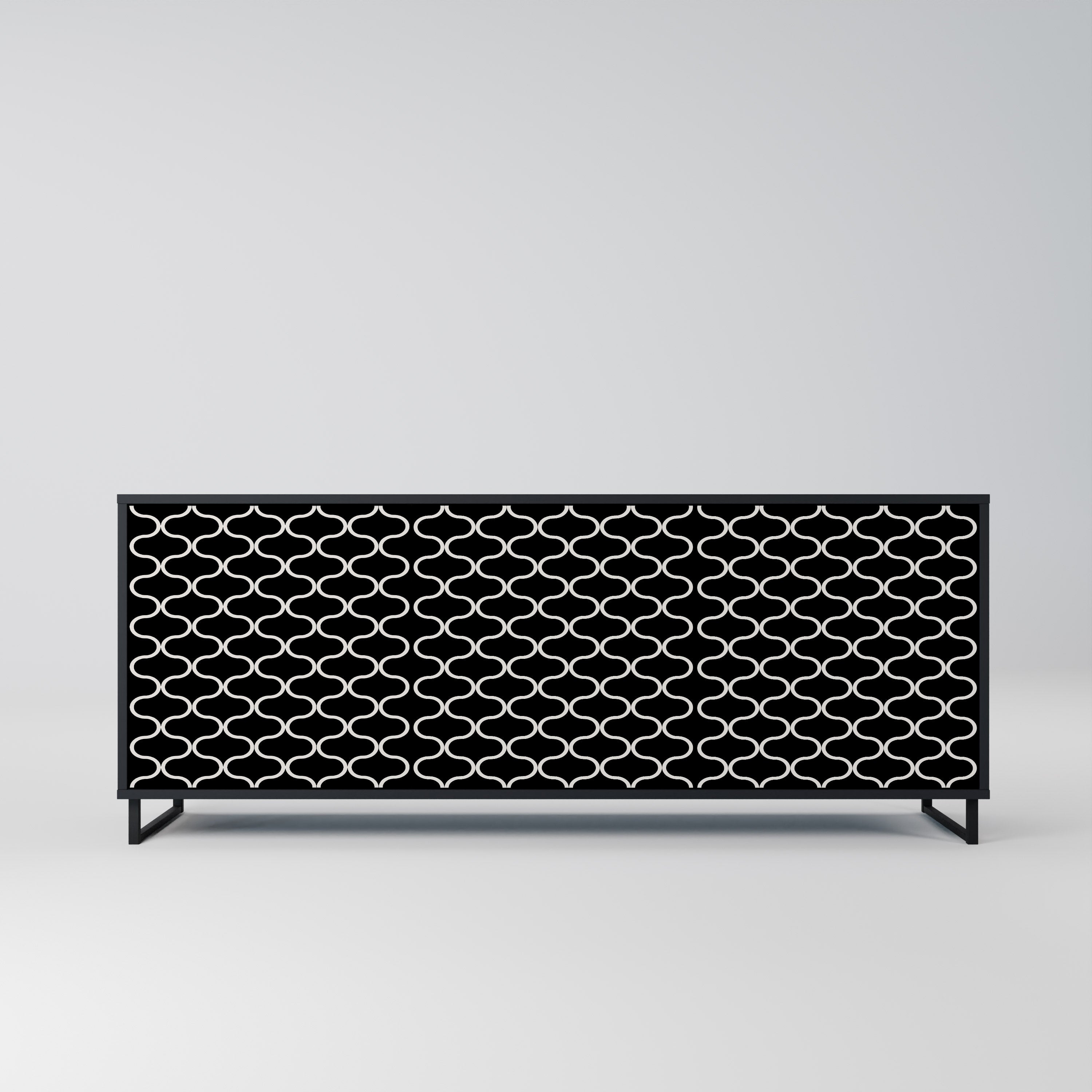 TESSELATED BLACKNESS 3-dörrars skänk i svart finish