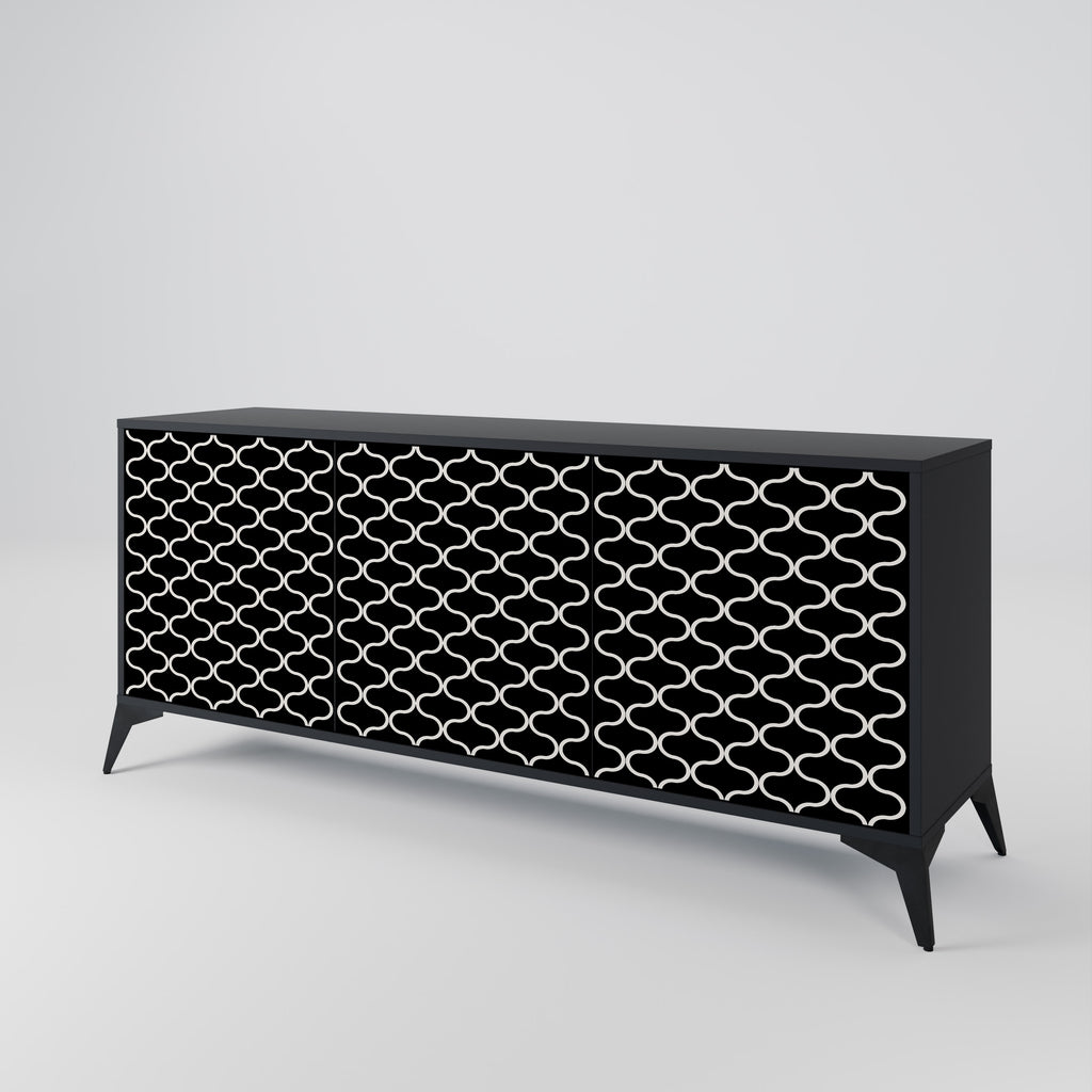 TESSELATED BLACKNESS 3-dörrars skänk i svart finish