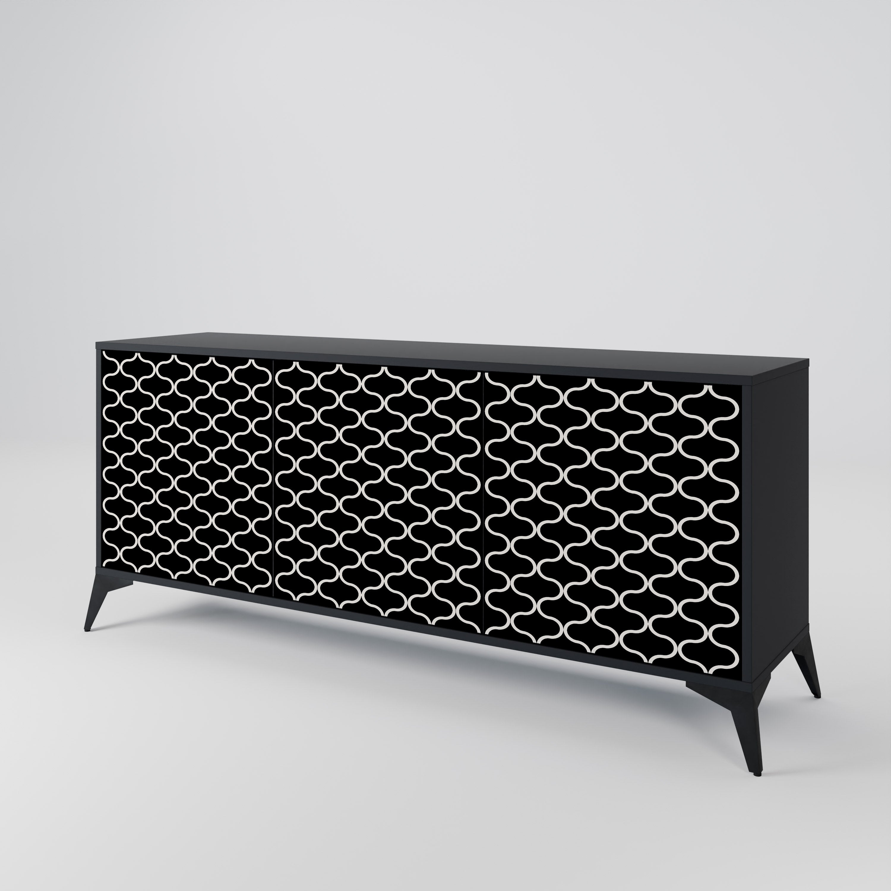 TESSELATED BLACKNESS 3-dörrars skänk i svart finish