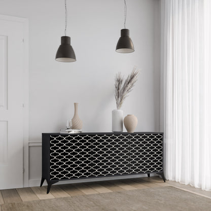 TESSELATED BLACKNESS 3-dörrars skänk i svart finish