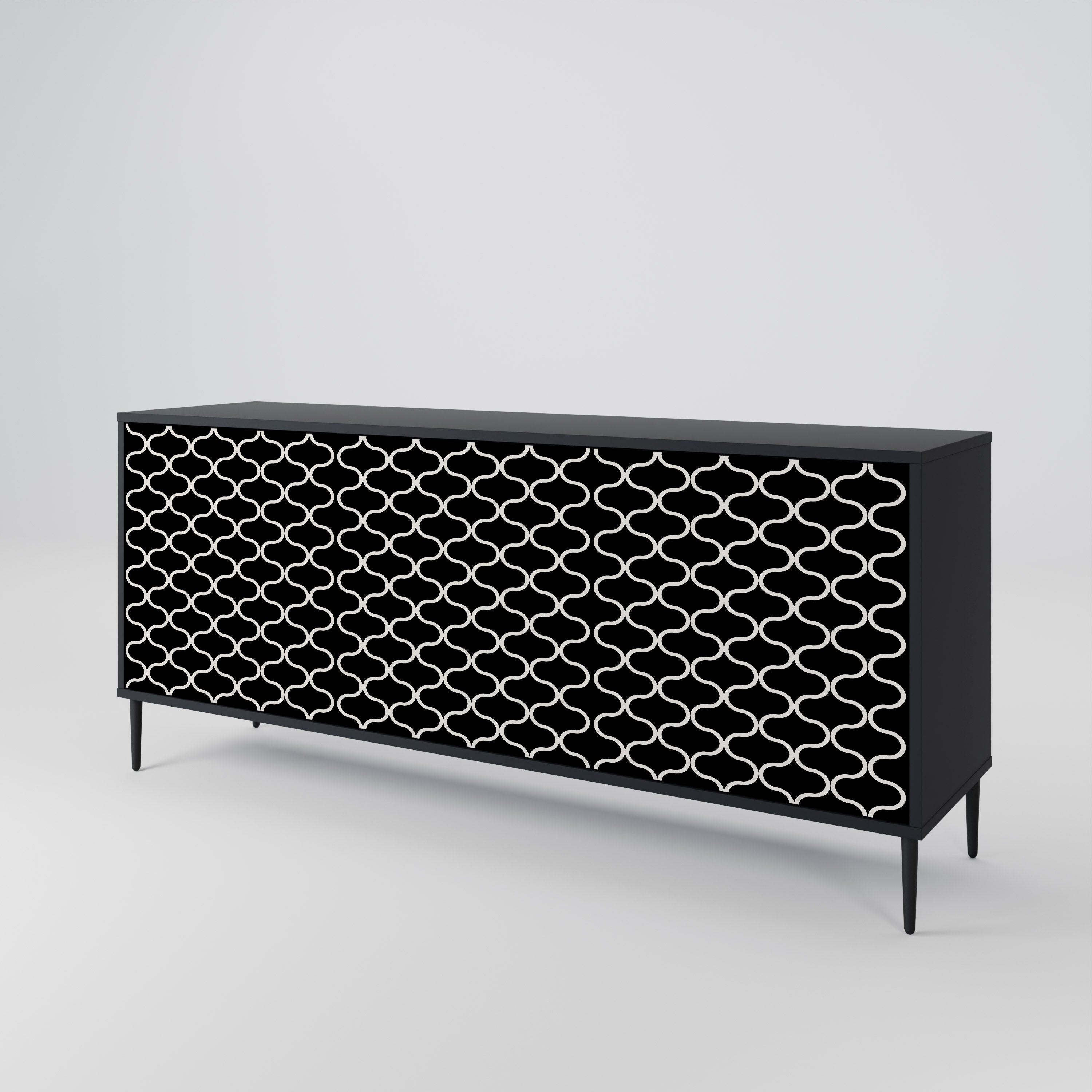 TESSELATED BLACKNESS 3-dörrars skänk i svart finish