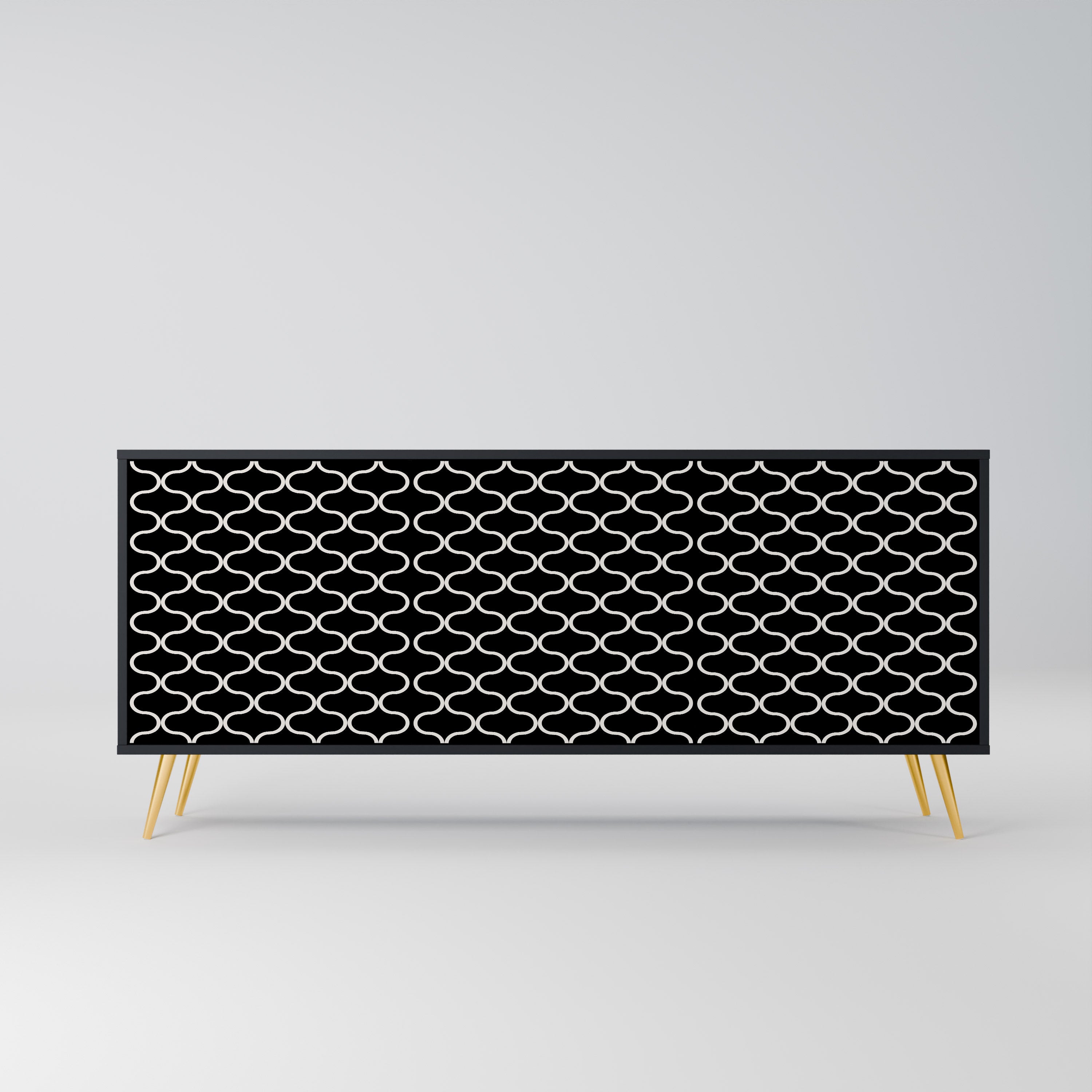 TESSELATED BLACKNESS 3-dörrars skänk i svart finish