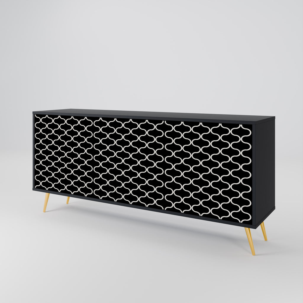 TESSELATED BLACKNESS 3-dörrars skänk i svart finish