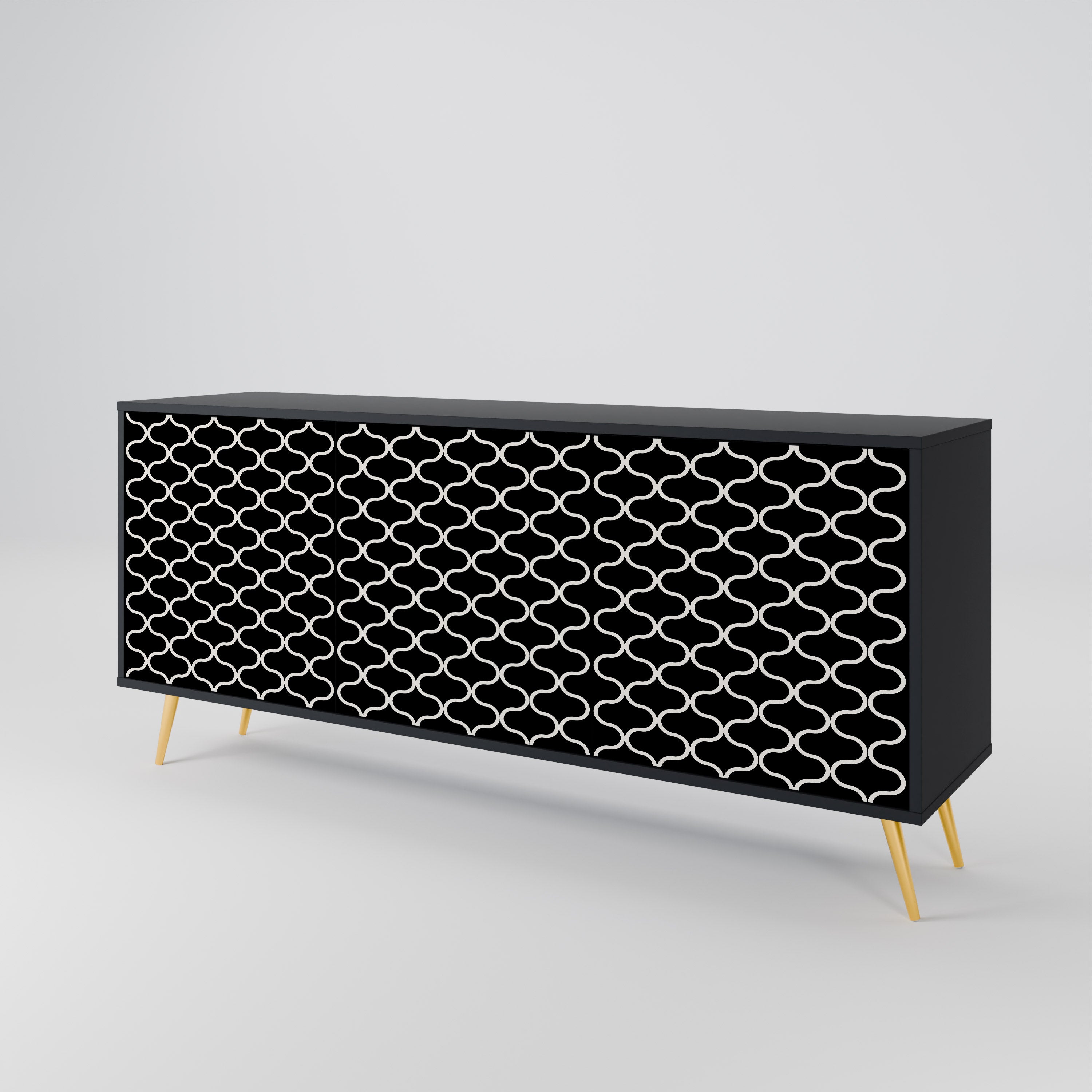 TESSELATED BLACKNESS 3-dörrars skänk i svart finish