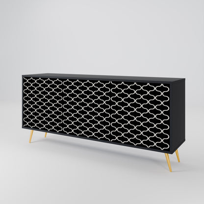 TESSELATED BLACKNESS 3-dörrars skänk i svart finish