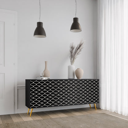 TESSELATED BLACKNESS 3-dörrars skänk i svart finish