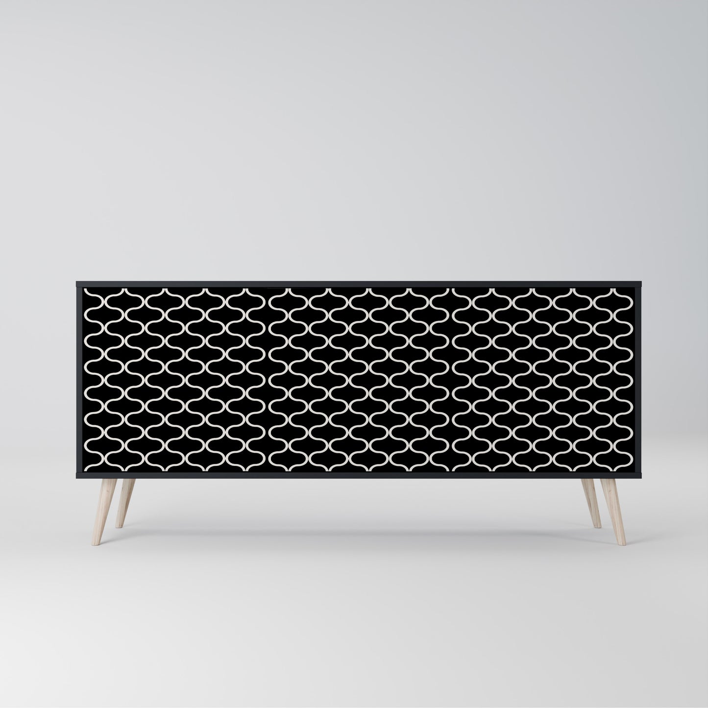 TESSELATED BLACKNESS 3-dörrars skänk i svart finish