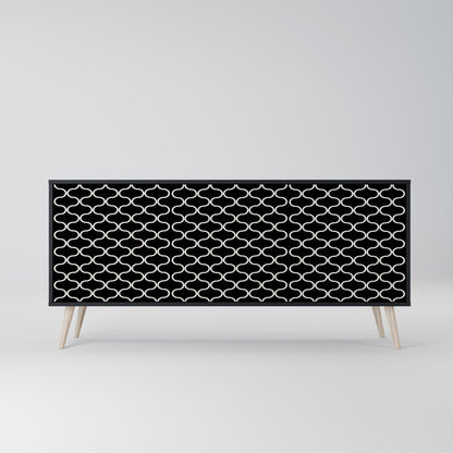 TESSELATED BLACKNESS 3-dörrars skänk i svart finish