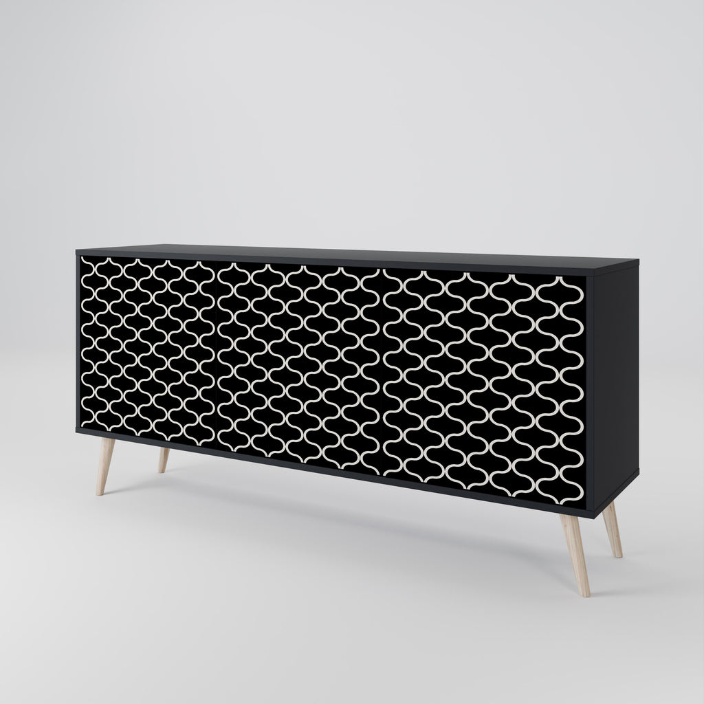 TESSELATED BLACKNESS 3-dörrars skänk i svart finish