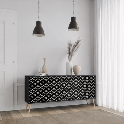 TESSELATED BLACKNESS 3-dörrars skänk i svart finish