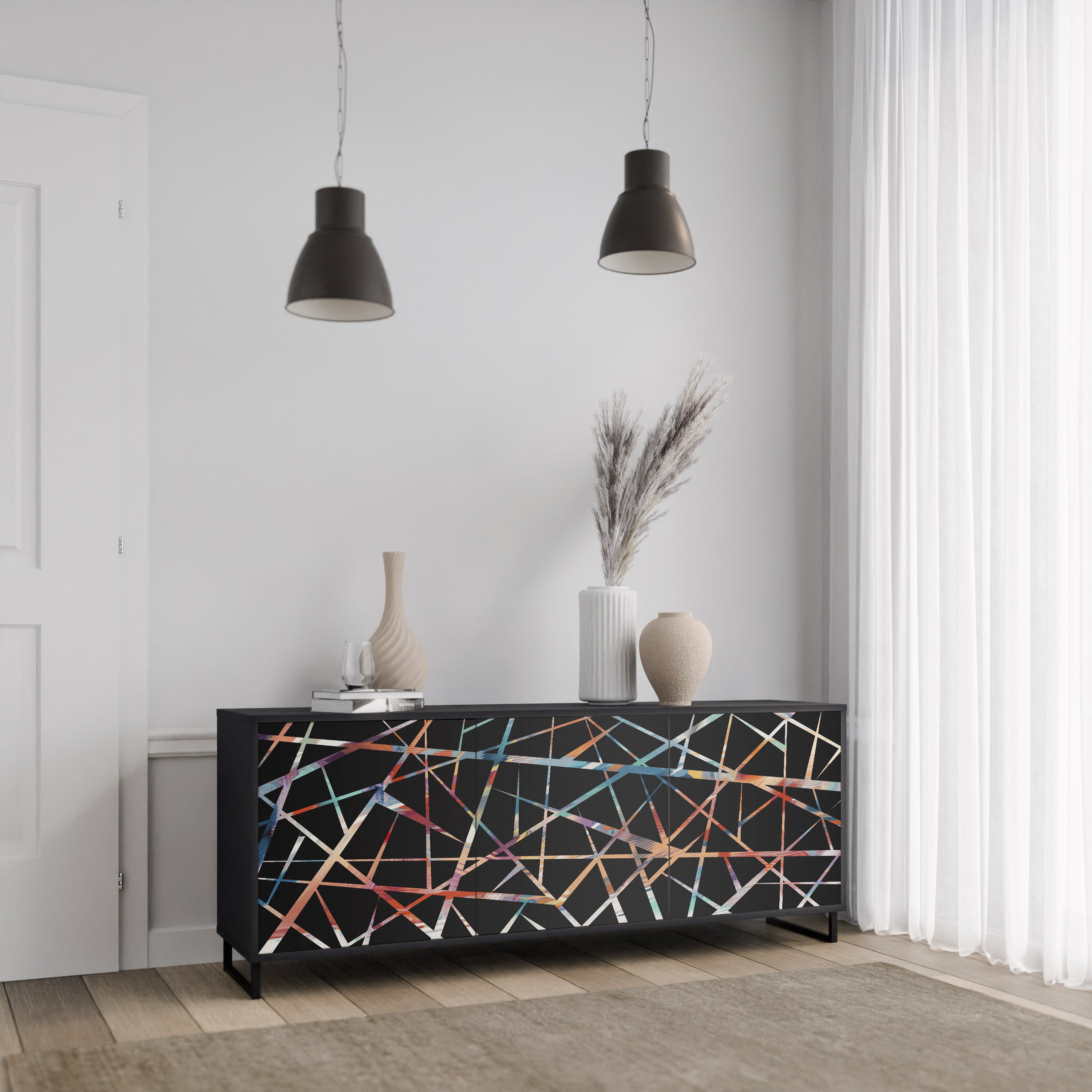 POLYGON VERVE 3-dörrars skänk i svart finish