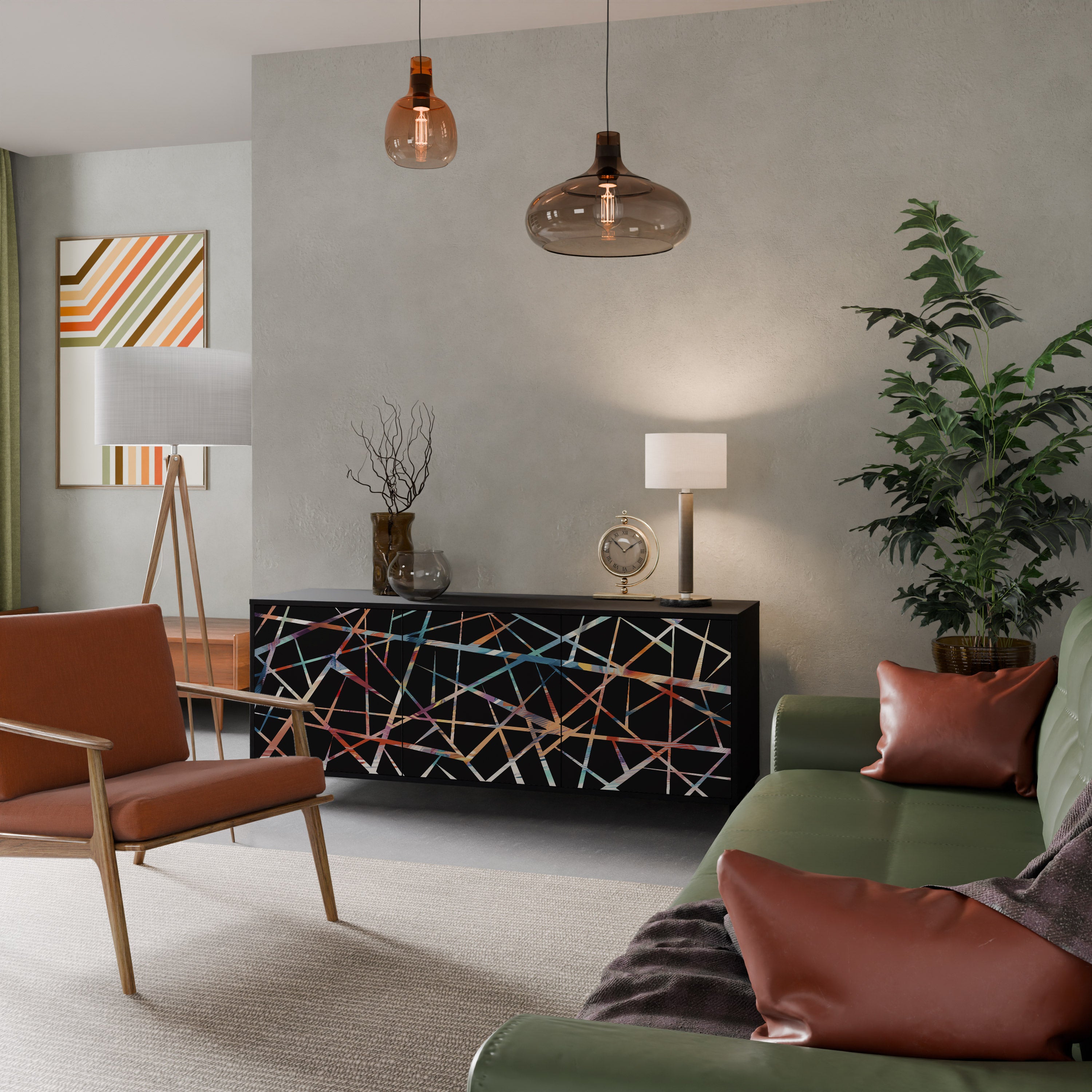 POLYGON VERVE 3-dörrars skänk i svart finish
