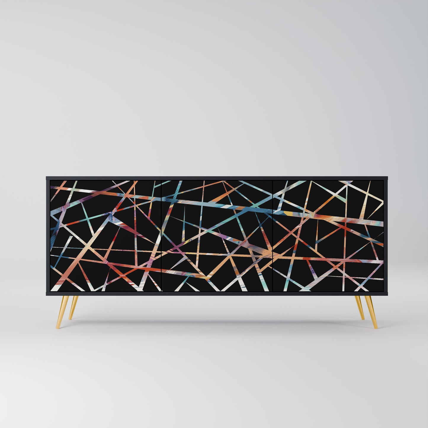 POLYGON VERVE 3-Door Sideboard in Black Finish