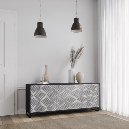 CONCRETE MOVEMENT 3-dörrars skänk i svart finish