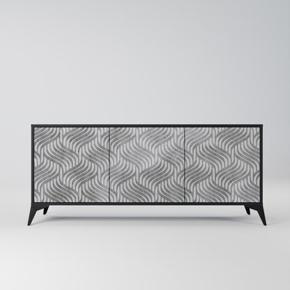 CONCRETE MOVEMENT 3-dörrars skänk i svart finish