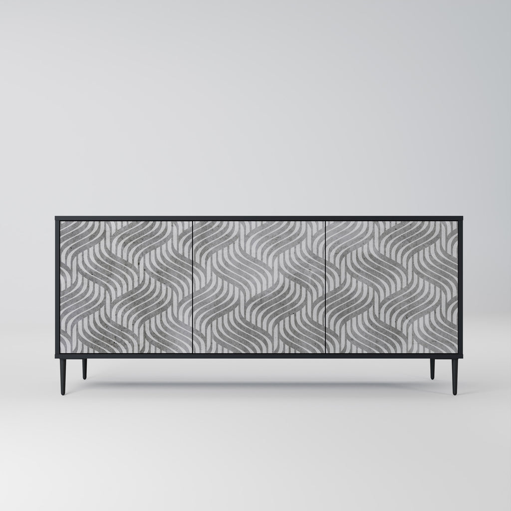 CONCRETE MOVEMENT 3-dörrars skänk i svart finish