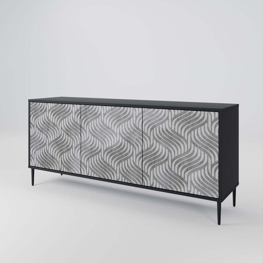 CONCRETE MOVEMENT 3-dörrars skänk i svart finish