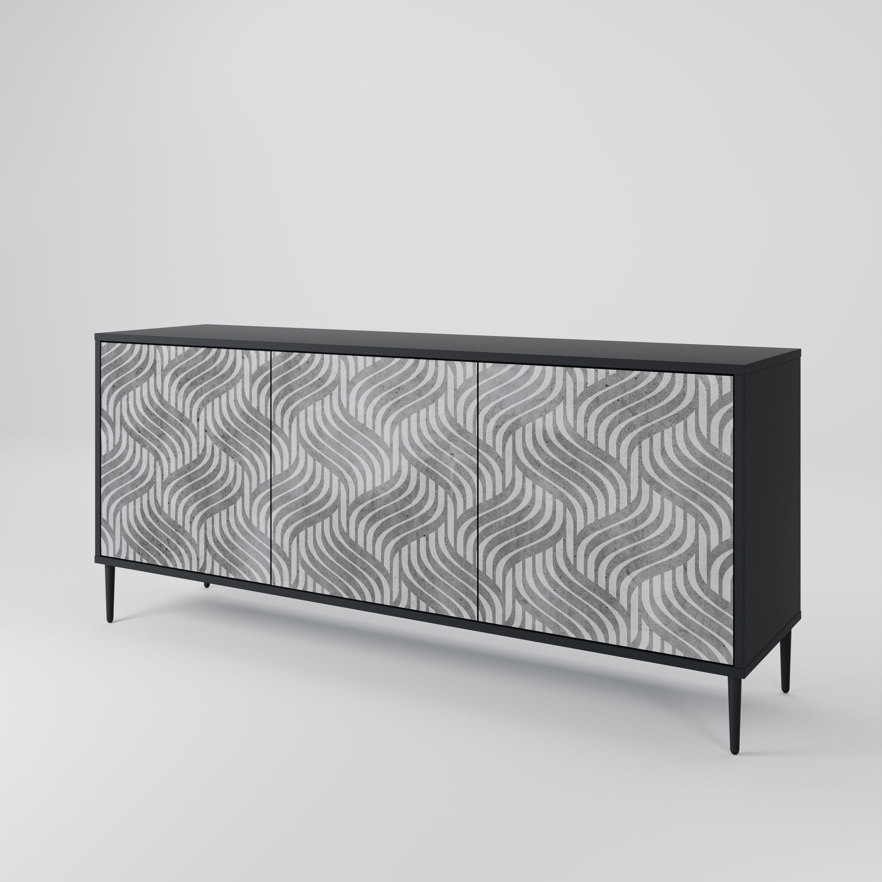 CONCRETE MOVEMENT 3-dörrars skänk i svart finish