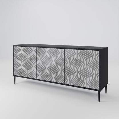 CONCRETE MOVEMENT 3-dörrars skänk i svart finish