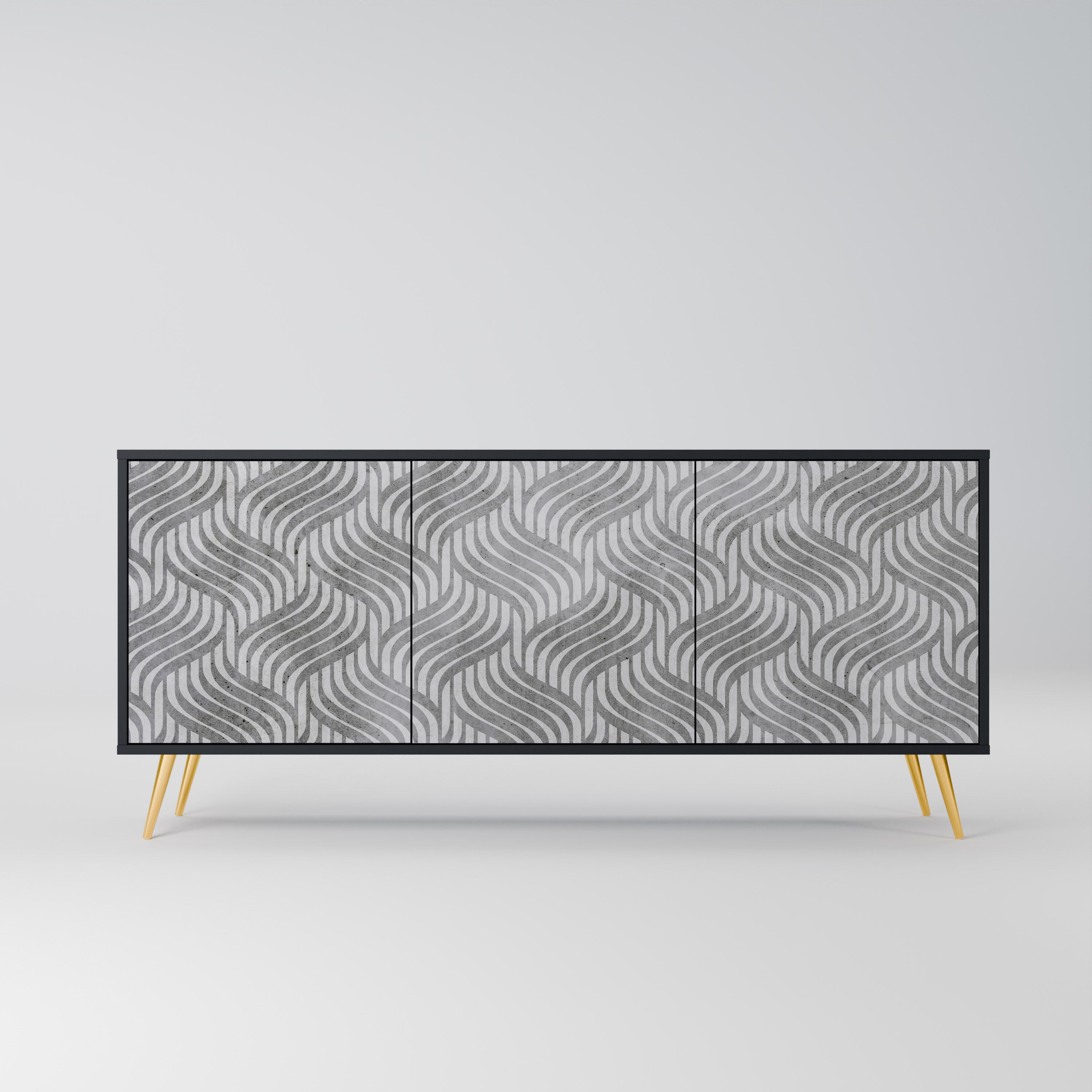 CONCRETE MOVEMENT 3-dörrars skänk i svart finish