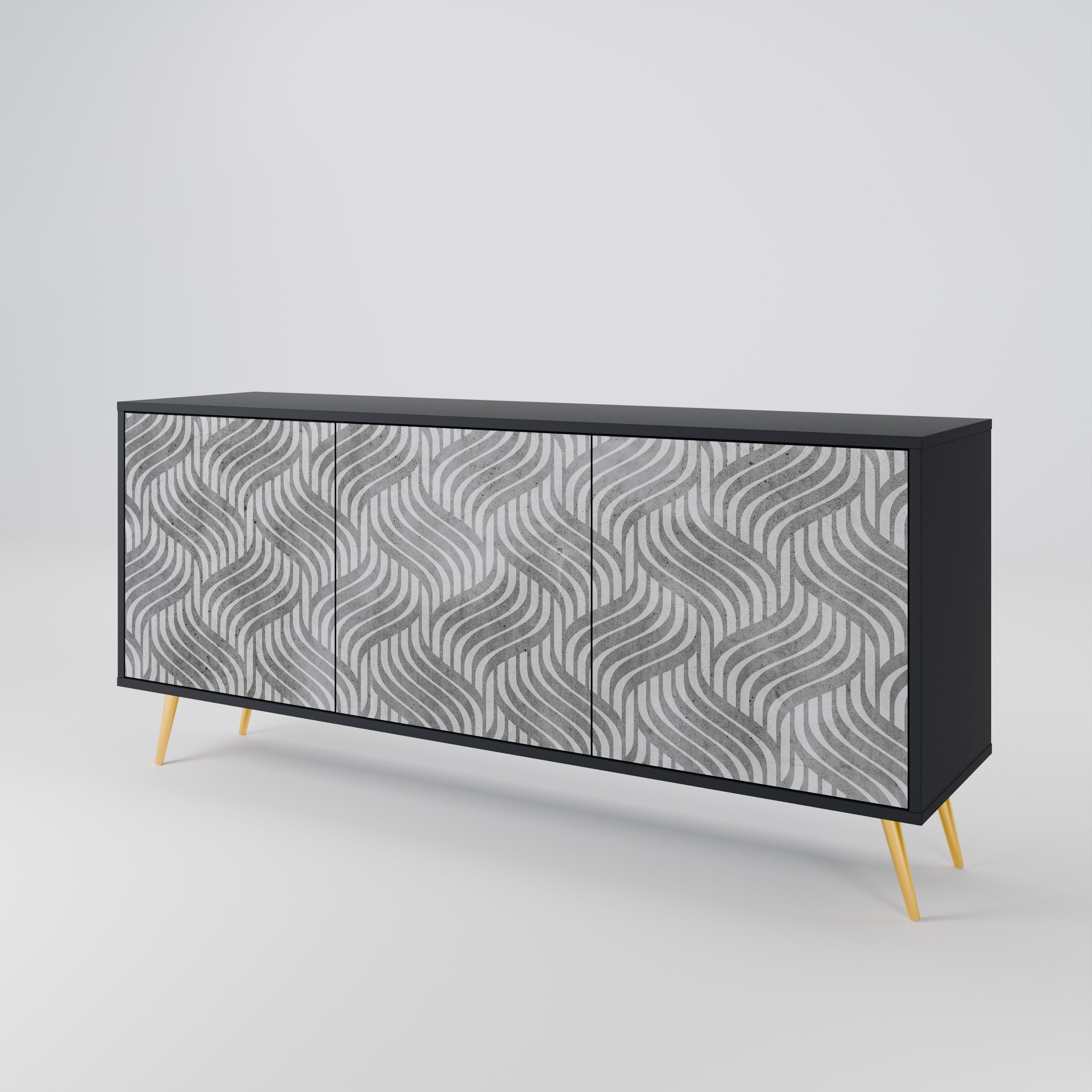 CONCRETE MOVEMENT 3-dörrars skänk i svart finish
