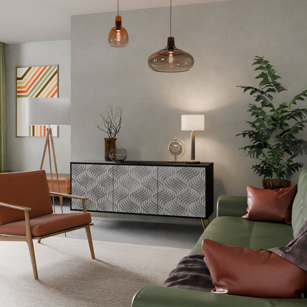CONCRETE MOVEMENT 3-dörrars skänk i svart finish