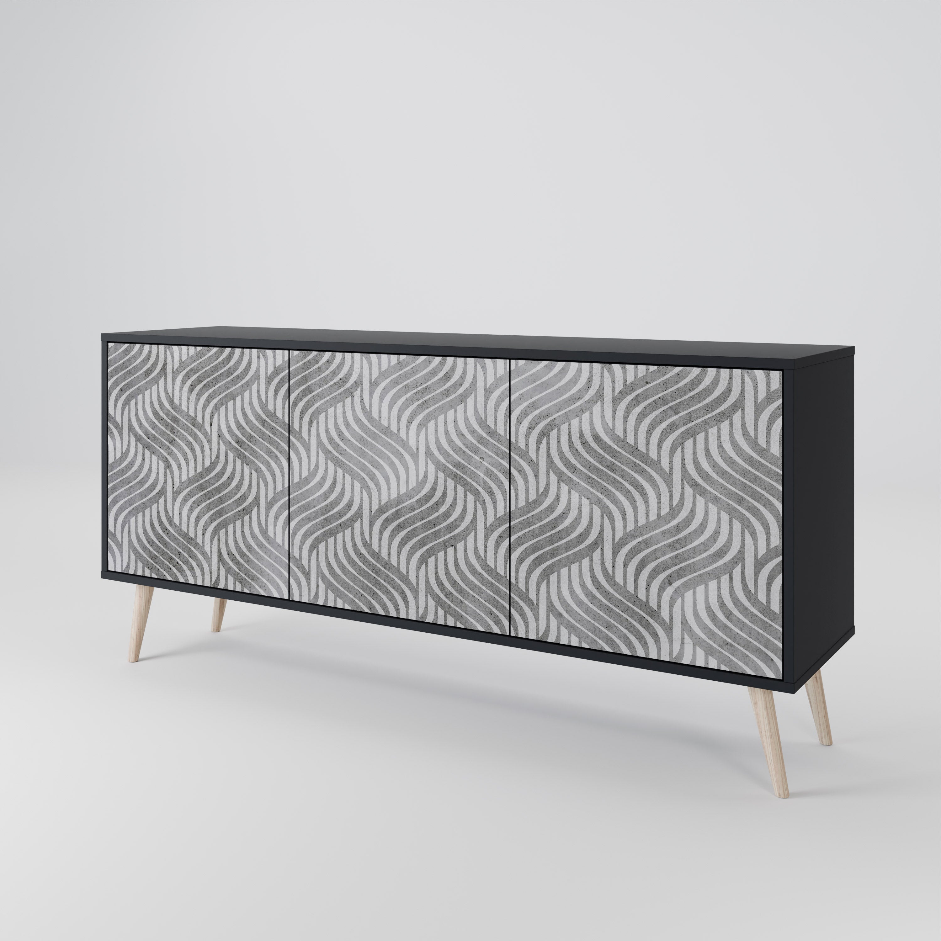 CONCRETE MOVEMENT 3-dörrars skänk i svart finish
