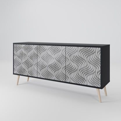CONCRETE MOVEMENT 3-dörrars skänk i svart finish