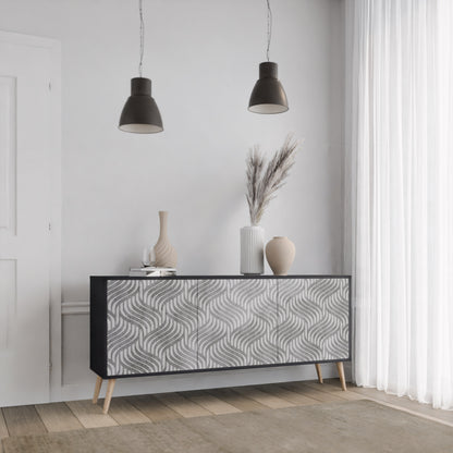 CONCRETE MOVEMENT 3-dörrars skänk i svart finish