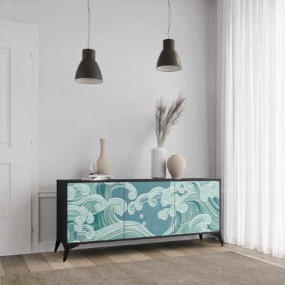 ASIAN SWAY 3-Door Sideboard in Black Finish