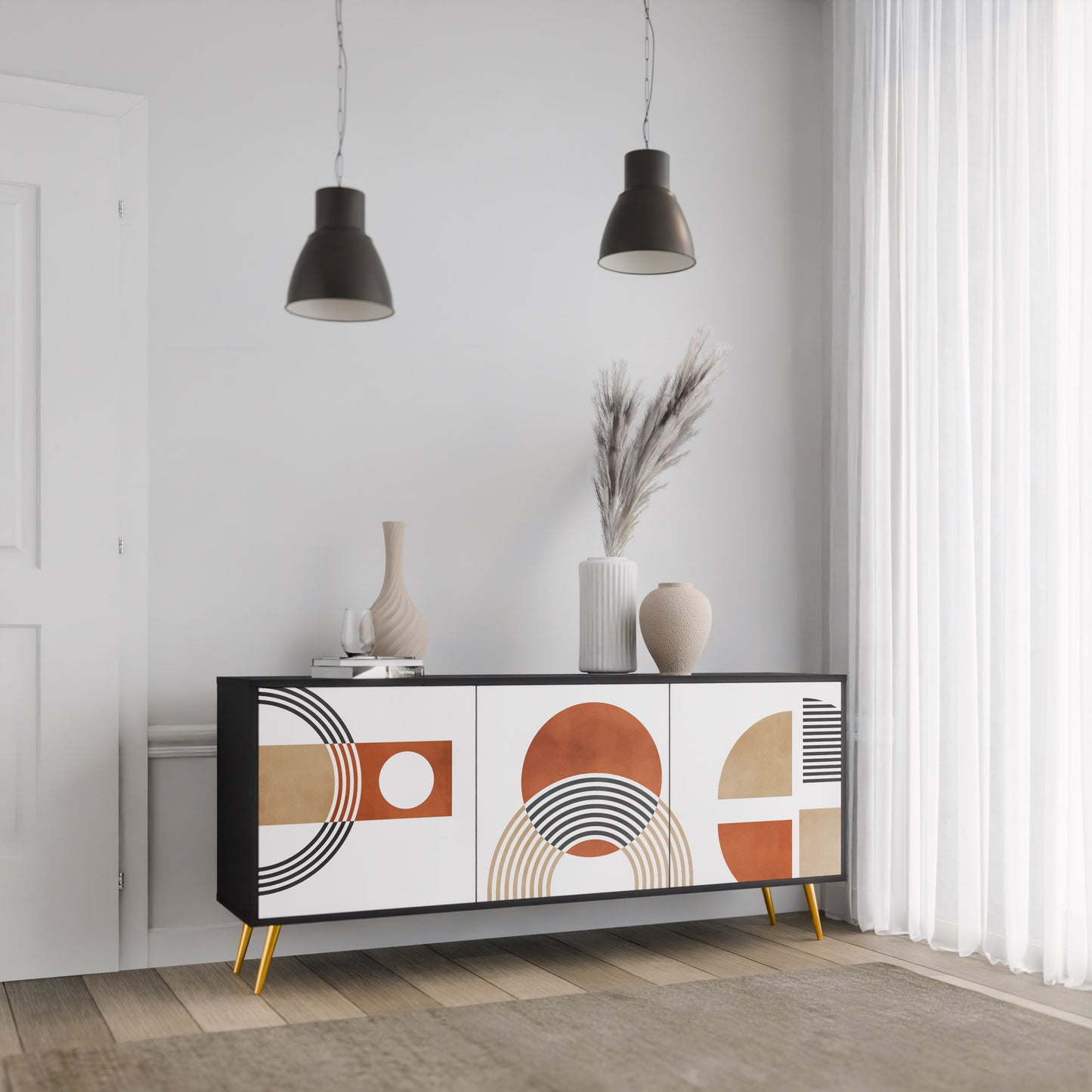 CIRCLE RHYTM 3-dörrars skänk i svart finish