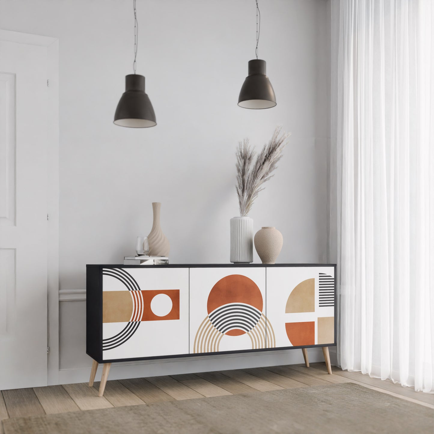 CIRCLE RHYTM 3-dörrars skänk i svart finish