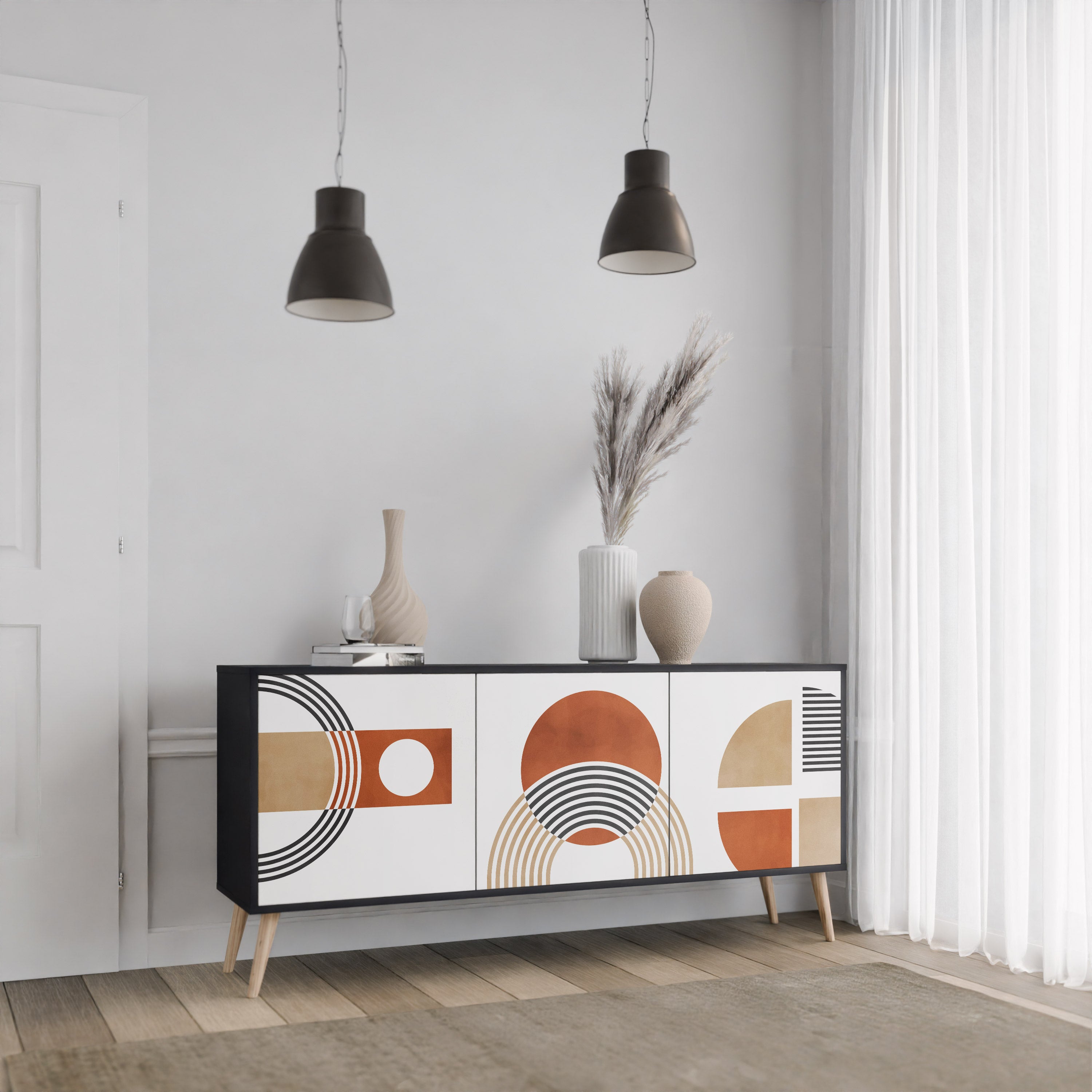 CIRCLE RHYTM 3-dörrars skänk i svart finish
