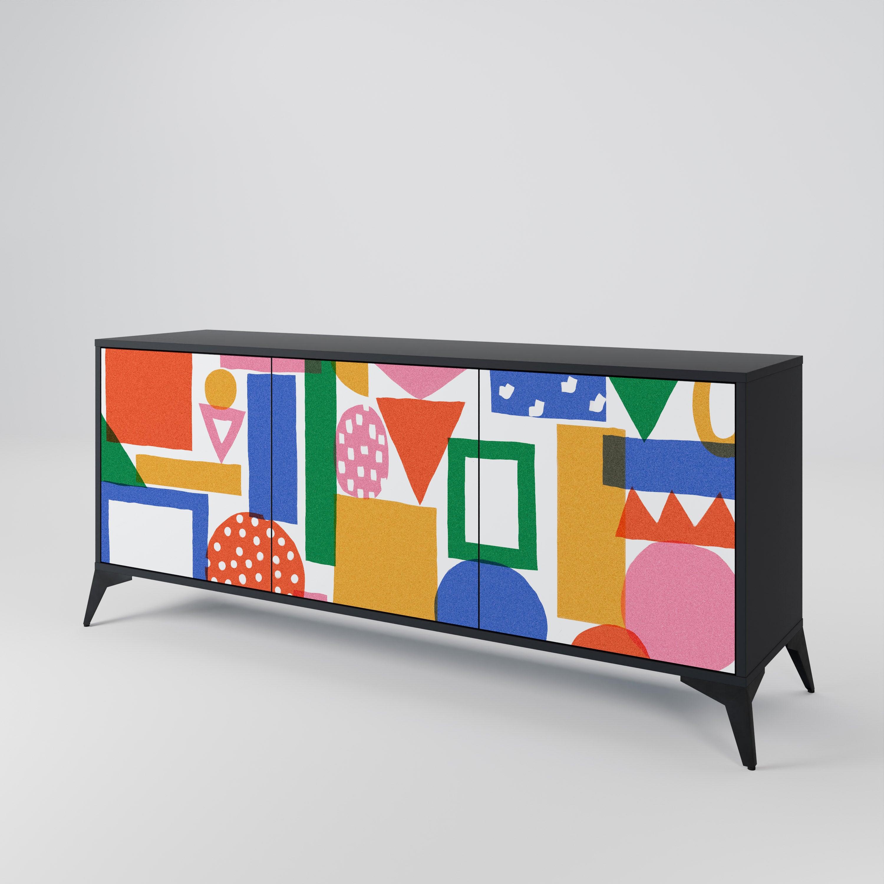 GEOMETRIC GLIMMER 3-dörrars skänk i svart finish