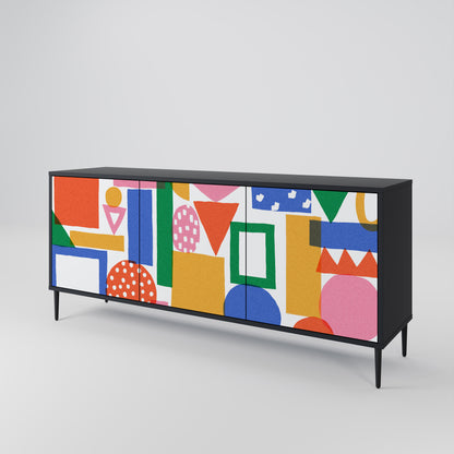 GEOMETRIC GLIMMER 3-dörrars skänk i svart finish