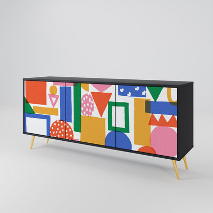 GEOMETRIC GLIMMER 3-dörrars skänk i svart finish