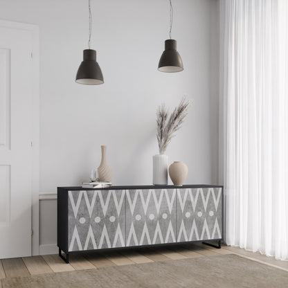 SHARP EDGES 3-dörrars skänk i svart finish